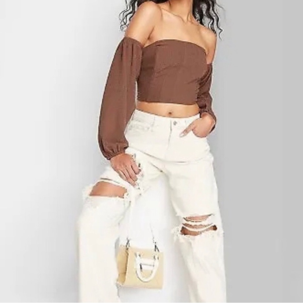 Wild Fable Off-Shoulder Corset Crop